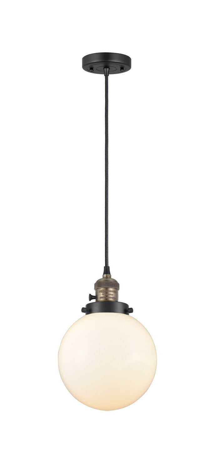 Innovations 201CSW-BAB-G201-8 One Light Mini Pendant, Black Antique Brass