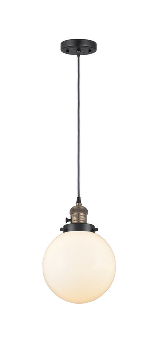 Innovations 201CSW-BAB-G201-8 One Light Mini Pendant, Black Antique Brass