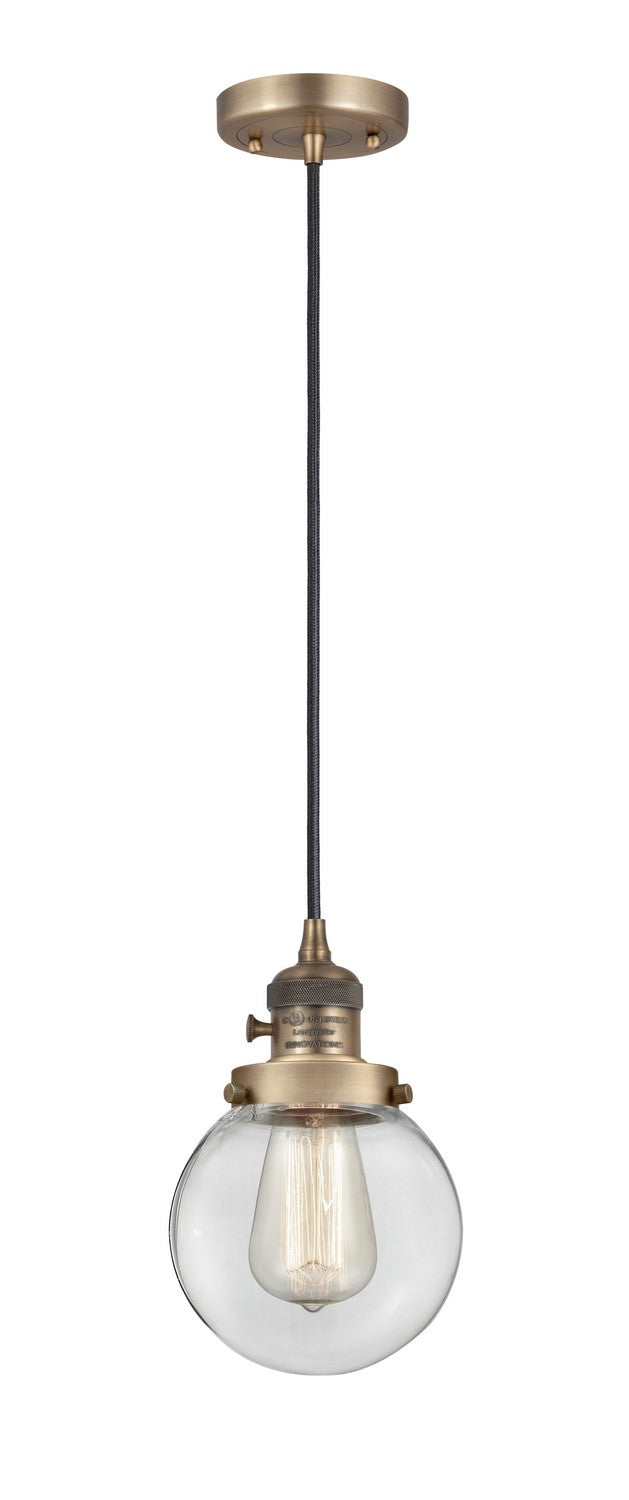 Innovations 201CSW-BB-G202-6 One Light Mini Pendant, Brushed Brass