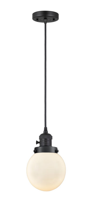 Innovations 201CSW-BK-G201-6 One Light Mini Pendant, Matte Black