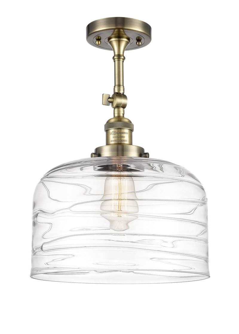 Innovations 201F-AB-G713-L One Light Semi-Flush Mount, Antique Brass