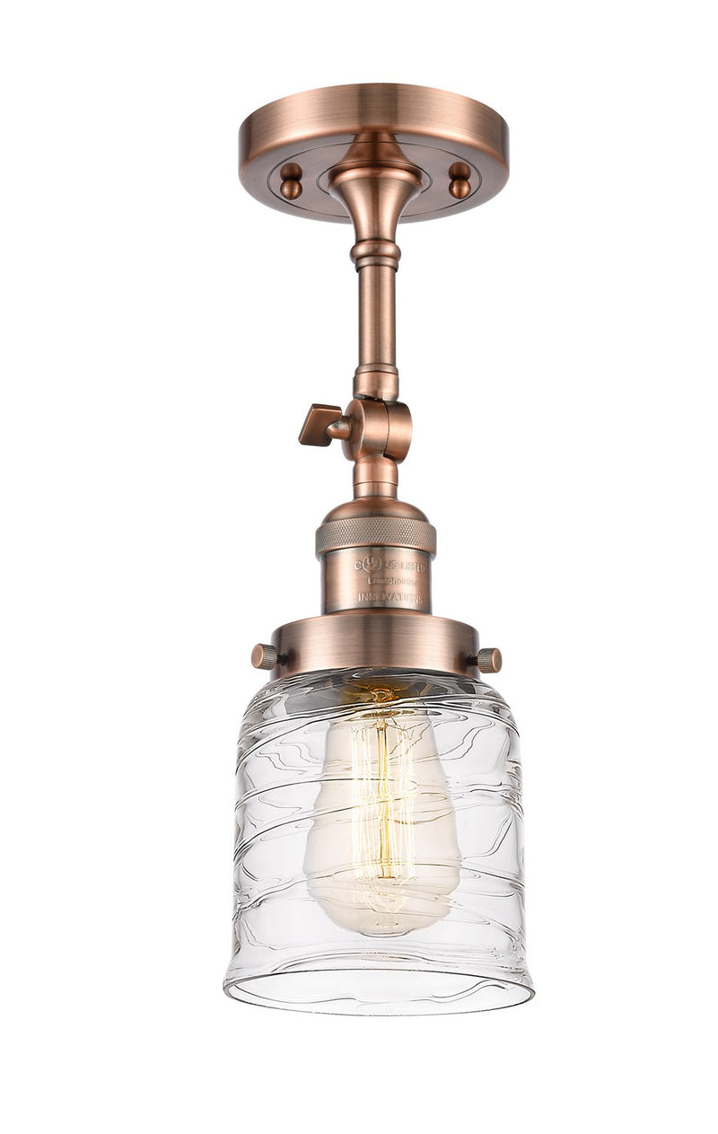 Innovations 201F-AC-G513 One Light Semi-Flush Mount, Antique Copper