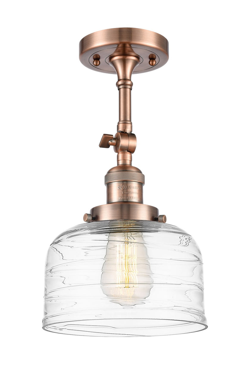 Innovations 201F-AC-G713 One Light Semi-Flush Mount, Antique Copper
