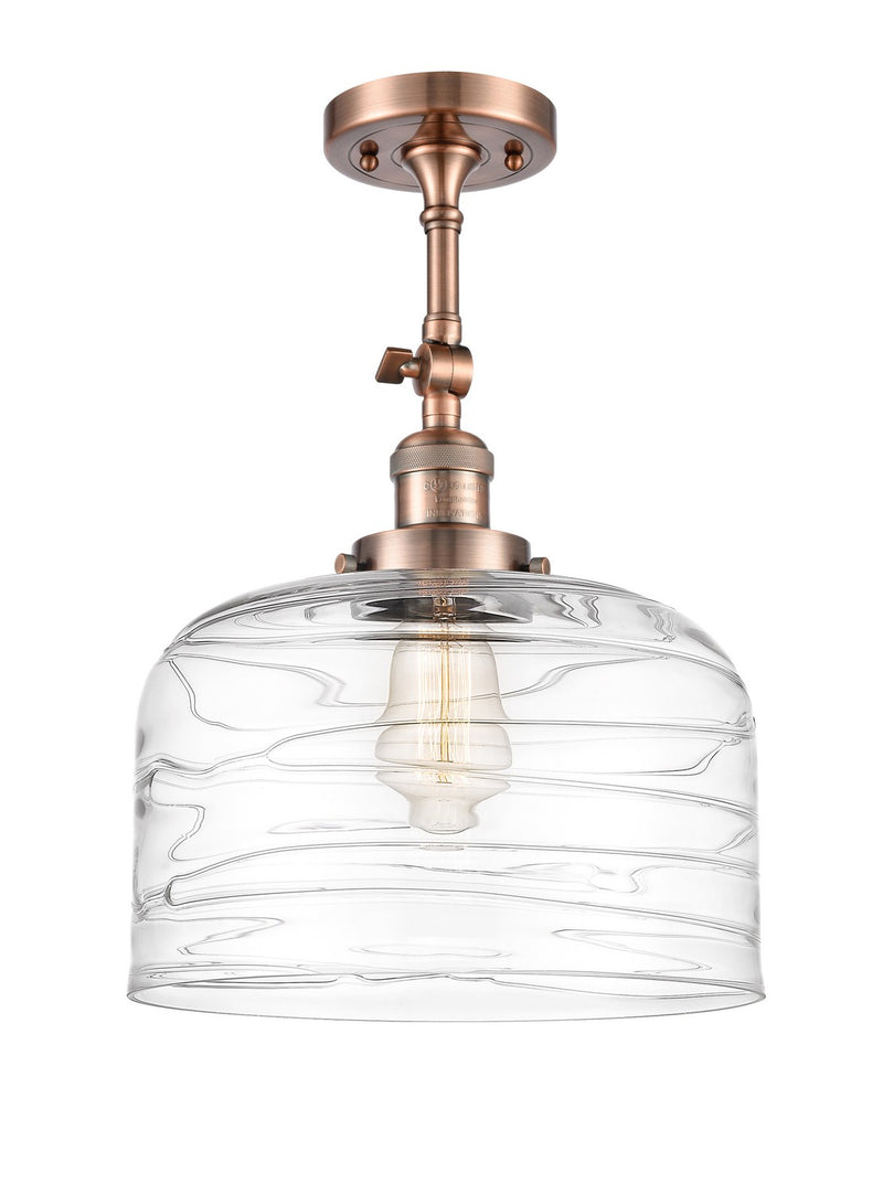 Innovations 201F-AC-G713-L One Light Semi-Flush Mount, Antique Copper