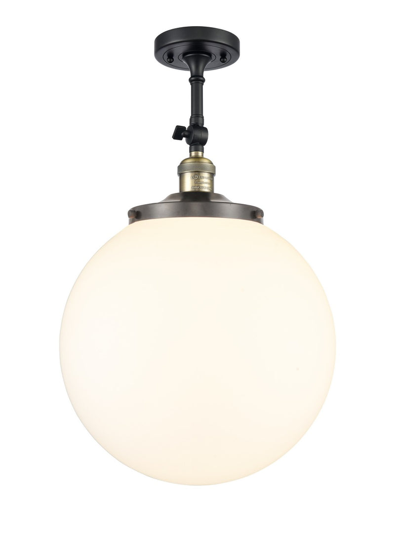 Innovations 201F-BAB-G201-14 One Light Semi-Flush Mount, Black Antique Brass