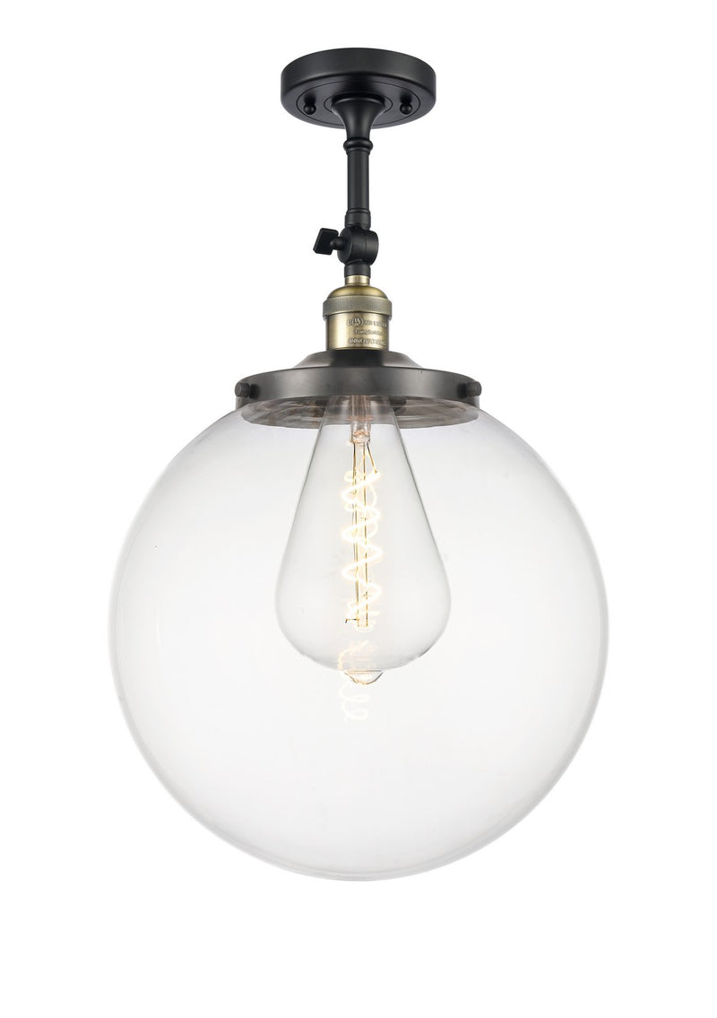 Innovations 201F-BAB-G202-14 One Light Semi-Flush Mount, Black Antique Brass
