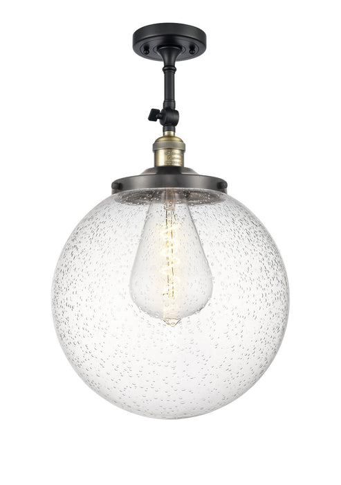 Innovations 201F-BAB-G204-14 One Light Semi-Flush Mount, Black Antique Brass