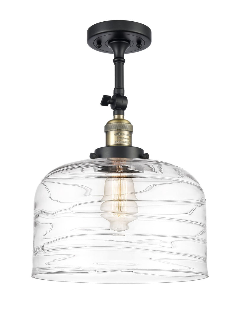 Innovations 201F-BAB-G713-L One Light Semi-Flush Mount, Black Antique Brass