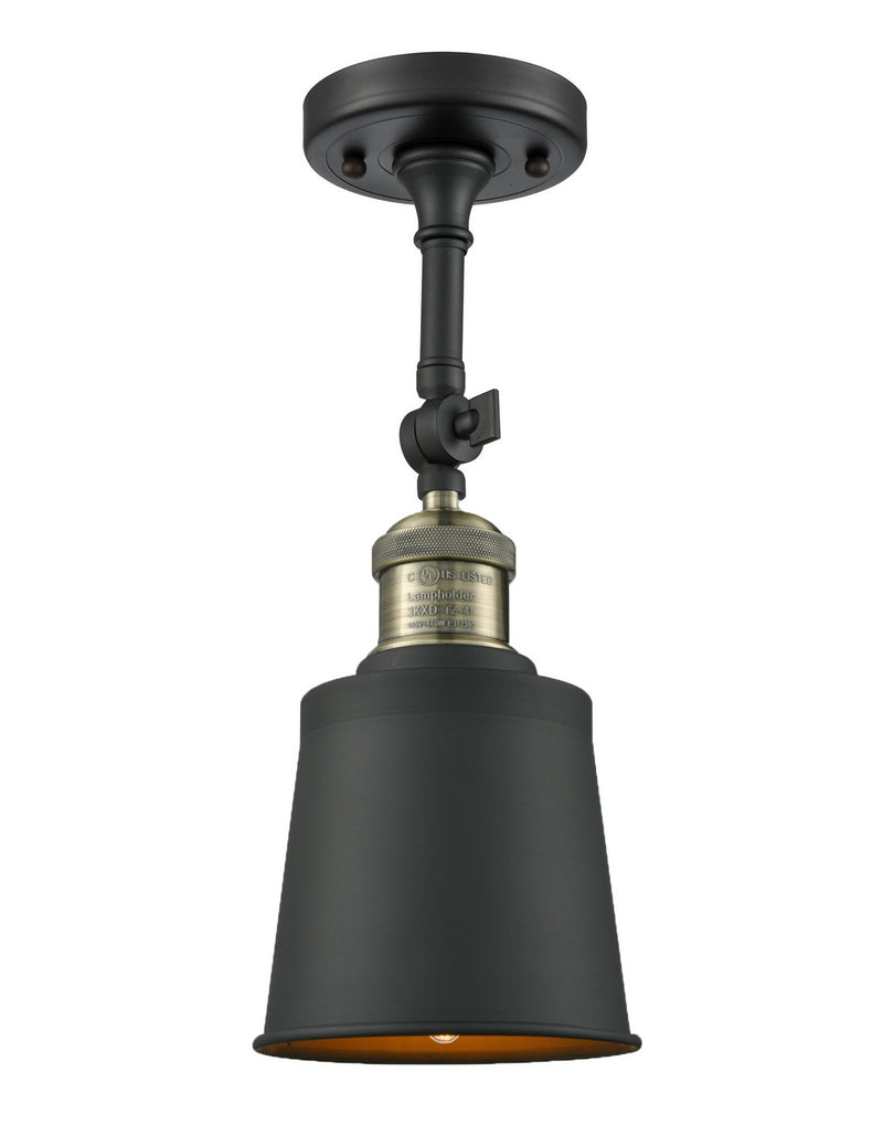 Innovations 201F-BAB-M9-AB One Light Semi-Flush Mount, Black Antique Brass