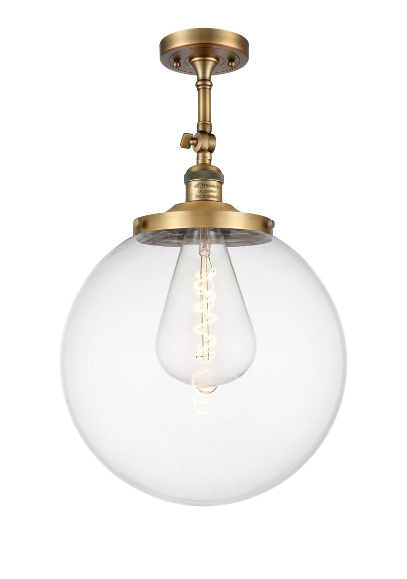 Innovations 201F-BB-G202-14 One Light Semi-Flush Mount, Brushed Brass