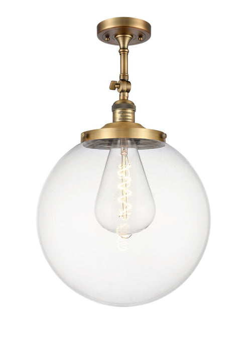 Innovations 201F-BB-G202-14 One Light Semi-Flush Mount, Brushed Brass