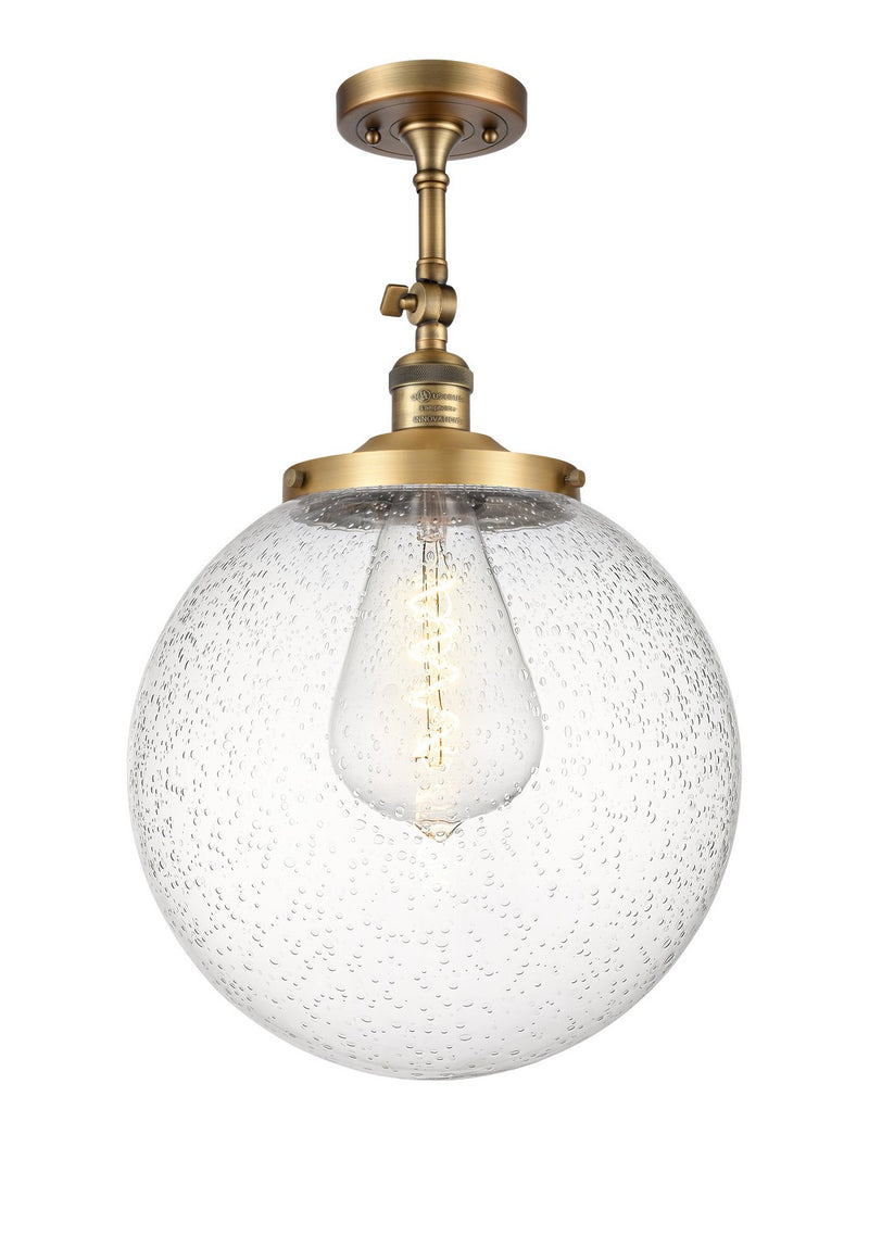 Innovations 201F-BB-G204-14 One Light Semi-Flush Mount, Brushed Brass