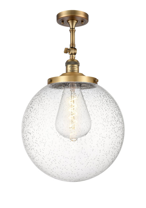 Innovations 201F-BB-G204-14 One Light Semi-Flush Mount, Brushed Brass