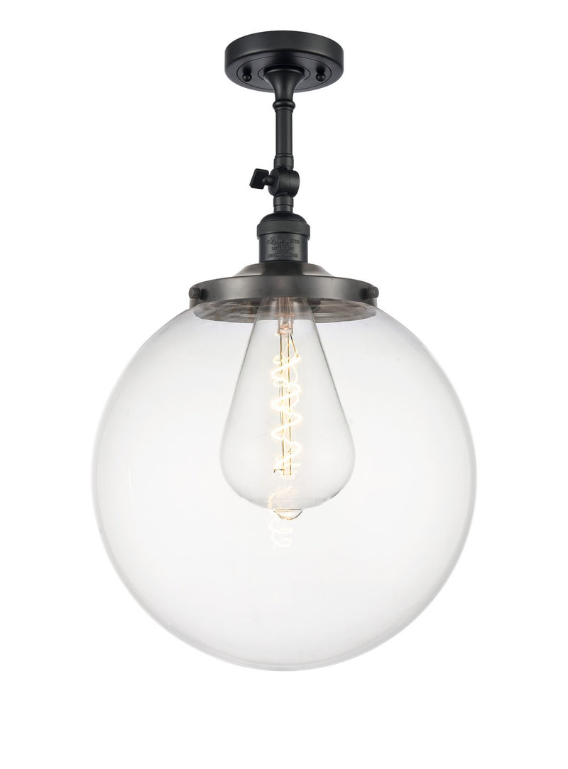 Innovations 201F-BK-G202-14 One Light Semi-Flush Mount, Matte Black