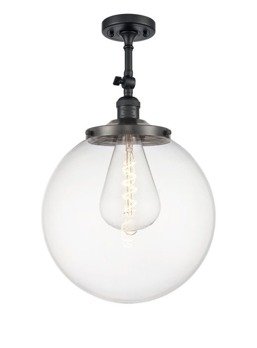 Innovations 201F-BK-G202-14 One Light Semi-Flush Mount, Matte Black