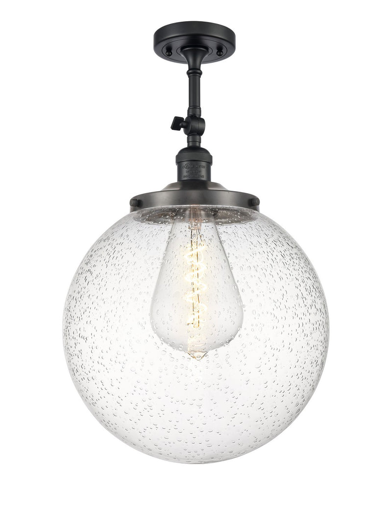 Innovations 201F-BK-G204-14 One Light Semi-Flush Mount, Matte Black