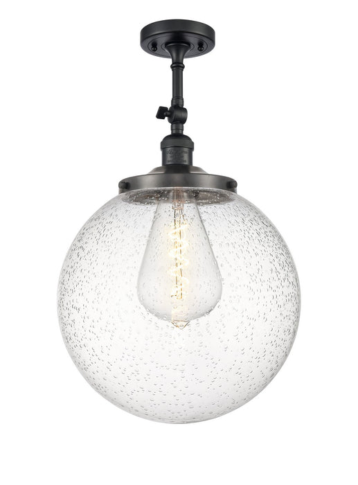 Innovations 201F-BK-G204-14 One Light Semi-Flush Mount, Matte Black