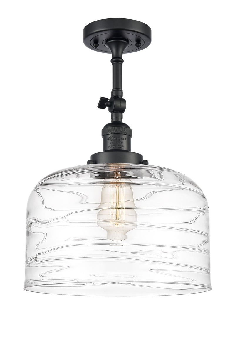Innovations 201F-BK-G713-L One Light Semi-Flush Mount, Matte Black