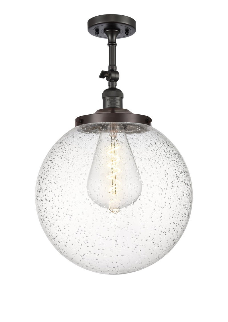 Innovations 201F-OB-G204-14 One Light Semi-Flush Mount, Oil Rubbed Bronze