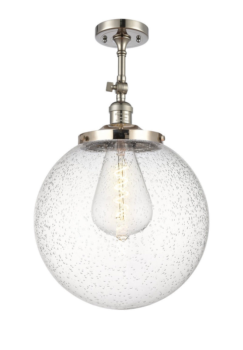 Innovations 201F-PN-G204-14 One Light Semi-Flush Mount, Polished Nickel