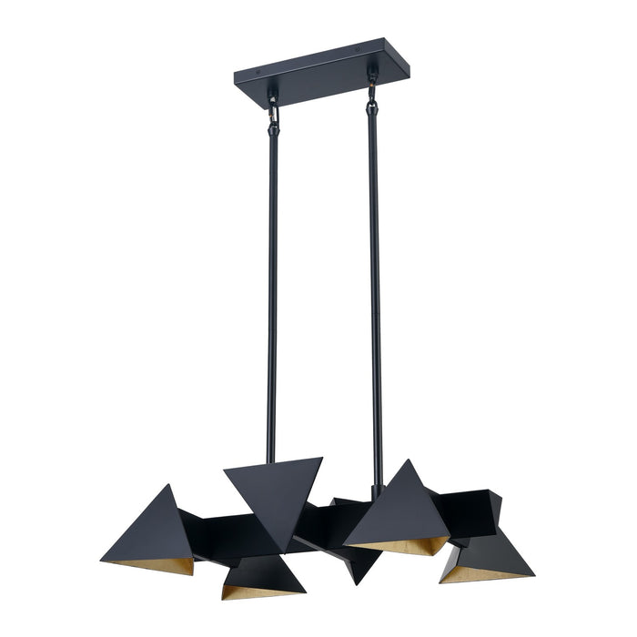Zeev Lighting CD10033-6-MBK Six Light Linear Pendant, Matte Black