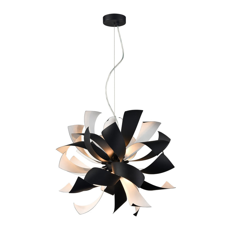 Zeev Lighting CD10035-9-MBK+MW Nine Light Chandelier, Matte Black w/Matte White