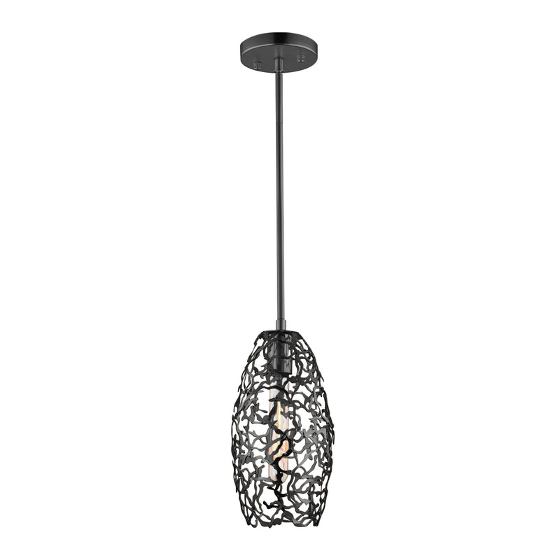 Zeev Lighting MP40024-1-MBK One Light Mini Pendant, Matte Black