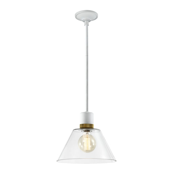Zeev Lighting P11706-E26-MW-K-AGB-G13 One Light Pendant, Matte White