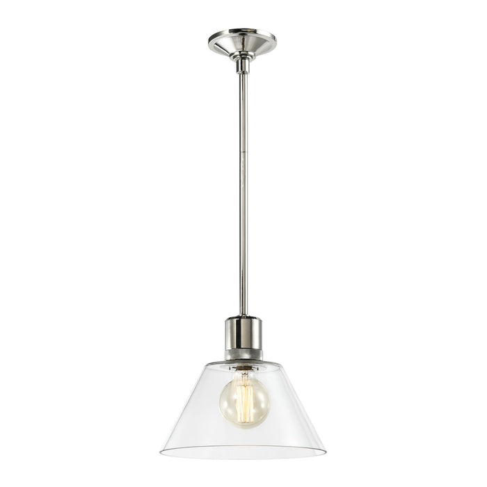 Zeev Lighting P11707-E26-PN-G13 One Light Pendant, Polished Nickel