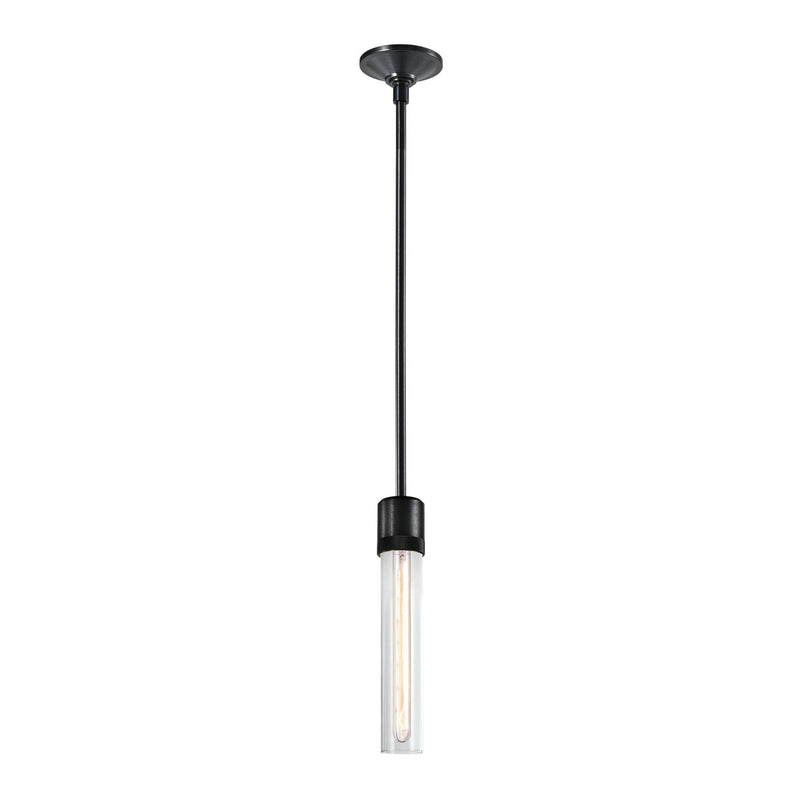Zeev Lighting P11708-E26-SBB-G1 One Light Pendant, Satin Brushed Black