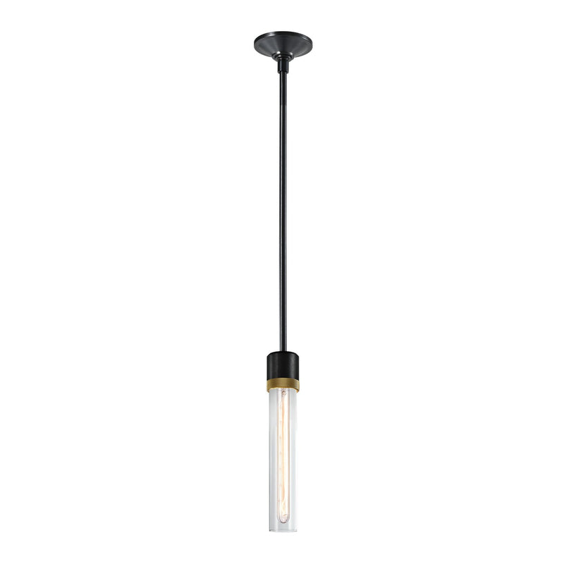 Zeev Lighting P11708-E26-SBB-K-AGB-G1 One Light Pendant, Satin Brushed Black