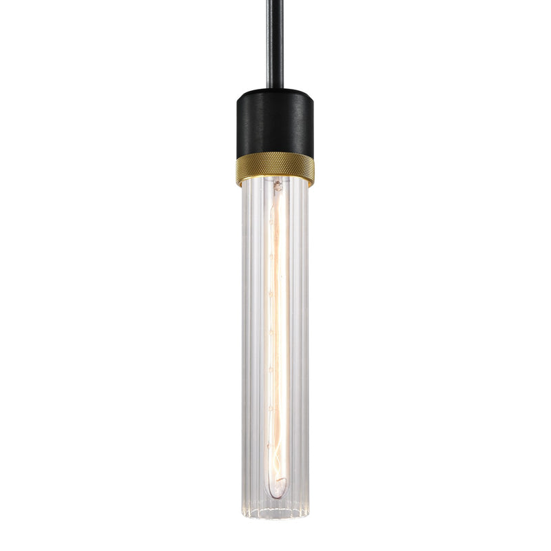 Zeev Lighting P11708-E26-SBB-K-AGB-G3 One Light Pendant, Satin Brushed Black