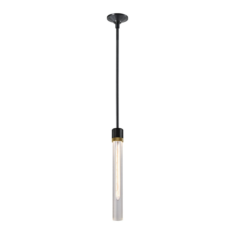 Zeev Lighting P11708-E26-SBB-K-AGB-G4 One Light Pendant, Satin Brushed Black