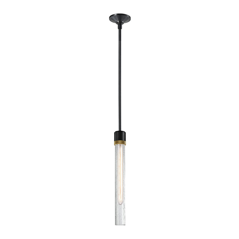 Zeev Lighting P11708-E26-SBB-K-AGB-G6 One Light Pendant, Satin Brushed Black