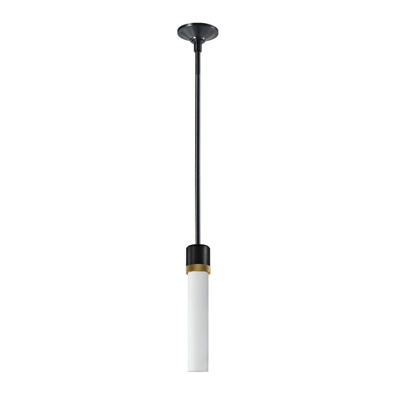 Zeev Lighting P11708-E26-SBB-K-AGB-G7 One Light Pendant, Satin Brushed Black
