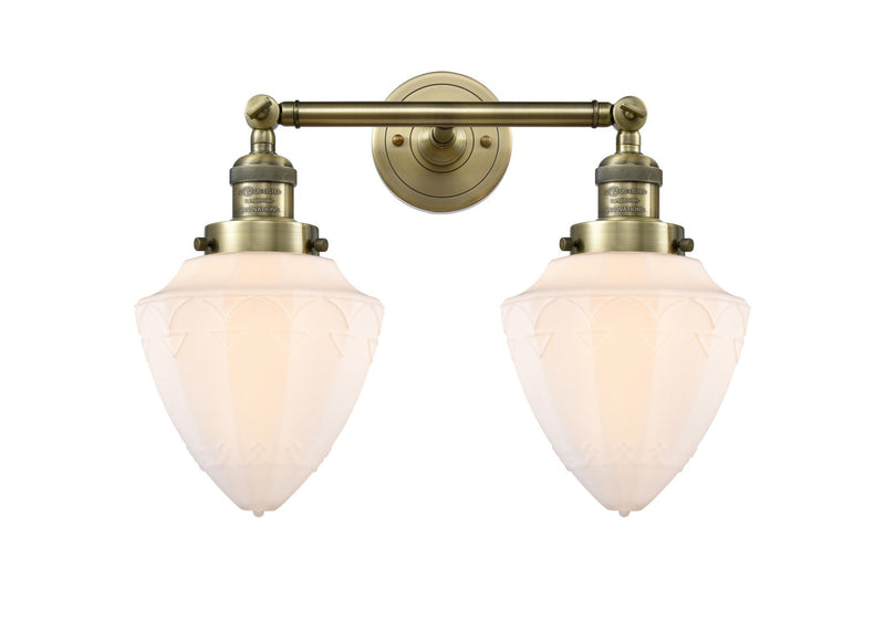 Innovations 208-AB-G661-7 Two Light Bath Vanity, Antique Brass