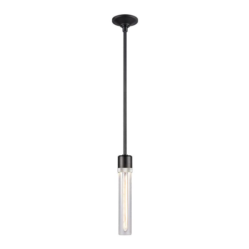 Zeev Lighting P11708-E26-SBB-K-PN-G1 One Light Pendant, Satin Brushed Black