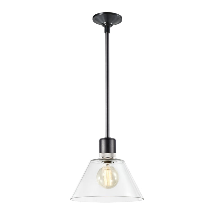 Zeev Lighting P11708-E26-SBB-K-PN-G13 One Light Pendant, Satin Brushed Black