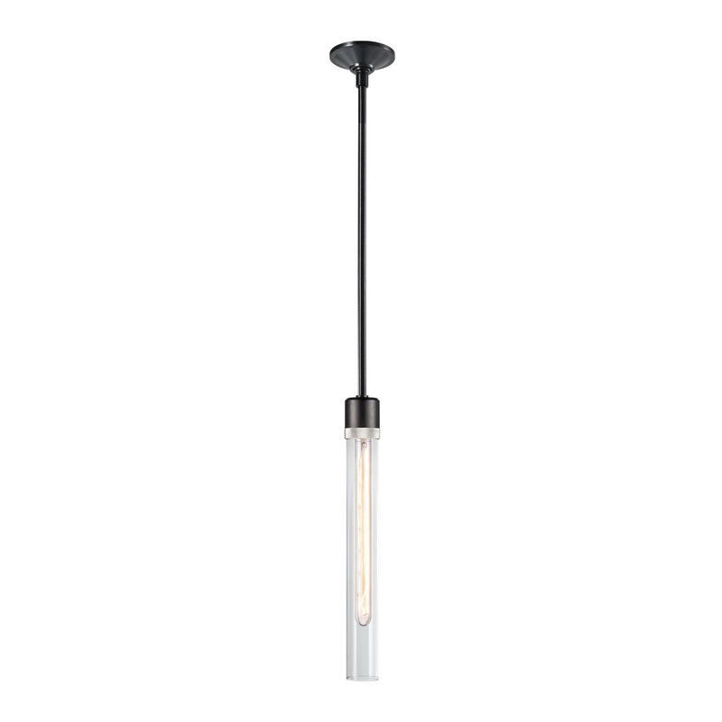 Zeev Lighting P11708-E26-SBB-K-PN-G2 One Light Pendant, Satin Brushed Black