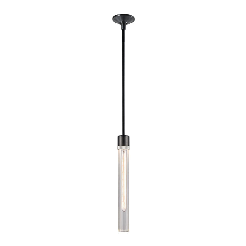 Zeev Lighting P11708-E26-SBB-K-PN-G4 One Light Pendant, Satin Brushed Black