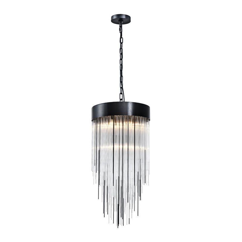 Zeev Lighting P30010-4-SBB Four Light Pendant, Satin Brushed Black