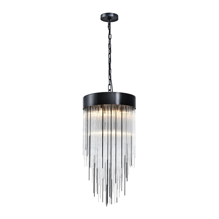 Zeev Lighting P30010-4-SBB Four Light Pendant, Satin Brushed Black