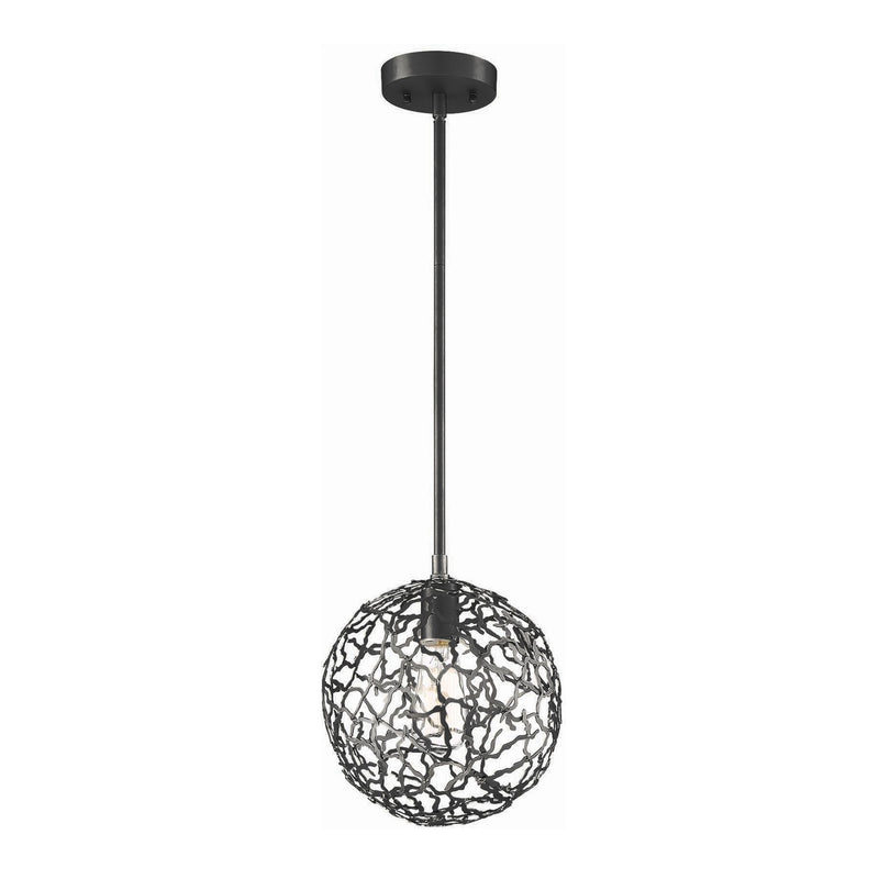 Zeev Lighting P30037-1-MBK One Light Pendant, Matte Black