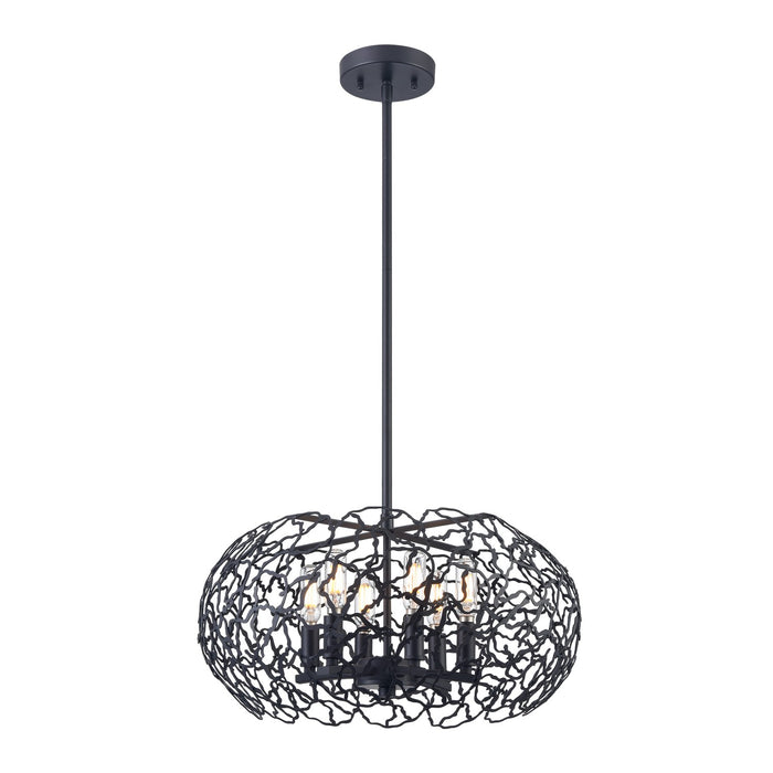 Zeev Lighting P30039-6-MBK Six Light Pendant, Matte Black