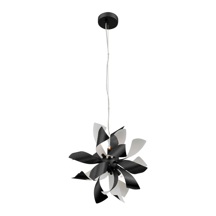 Zeev Lighting P30115-6-MBK+MW Six Light Pendant, Matte Black w/Matte White