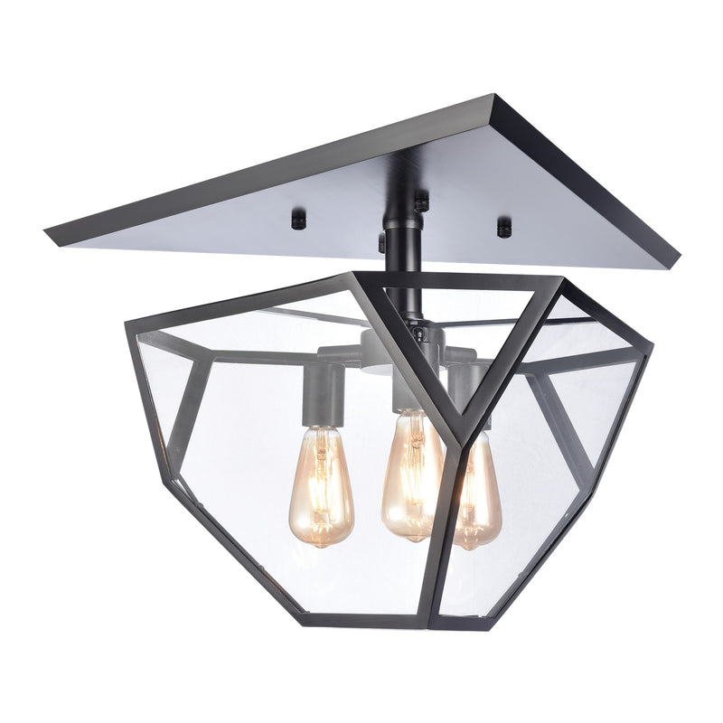 Zeev Lighting SF50011-3-SBB Three Light Semi Flush Mount, Satin Brushed Black