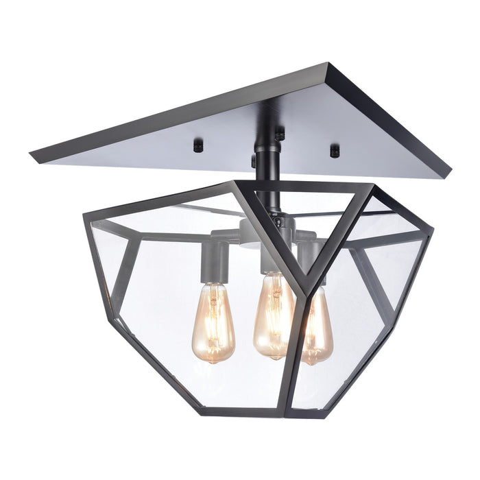 Zeev Lighting SF50011-3-SBB Three Light Semi Flush Mount, Satin Brushed Black