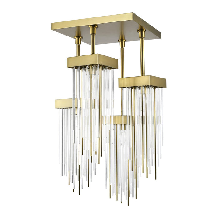 Zeev Lighting SF50012-4-AGB Four Light Pendant, Aged Brass