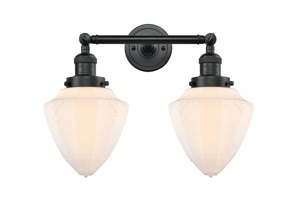 Innovations 208-BK-G661-7 Two Light Bath Vanity, Matte Black