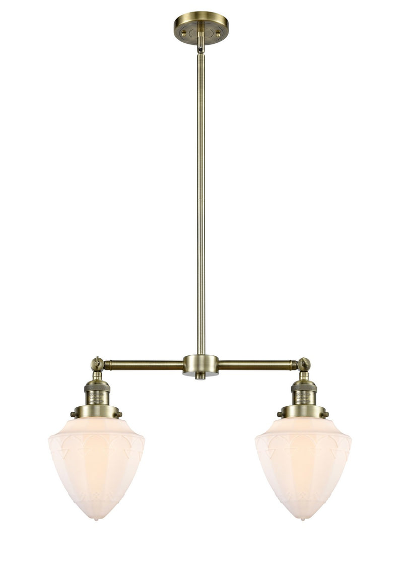 Innovations 209-AB-G661-7 Two Light Island Pendant, Antique Brass